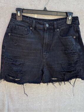 American Eagle Black distressed denim shorts size 6